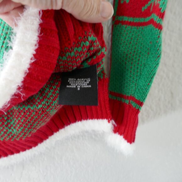 UGLY CHRISTMAS SWEATER PUG DOG JINGLE BELLS 33 DEGREES WOMEN'S PLAID  SIZE S - Picture 4 of 6